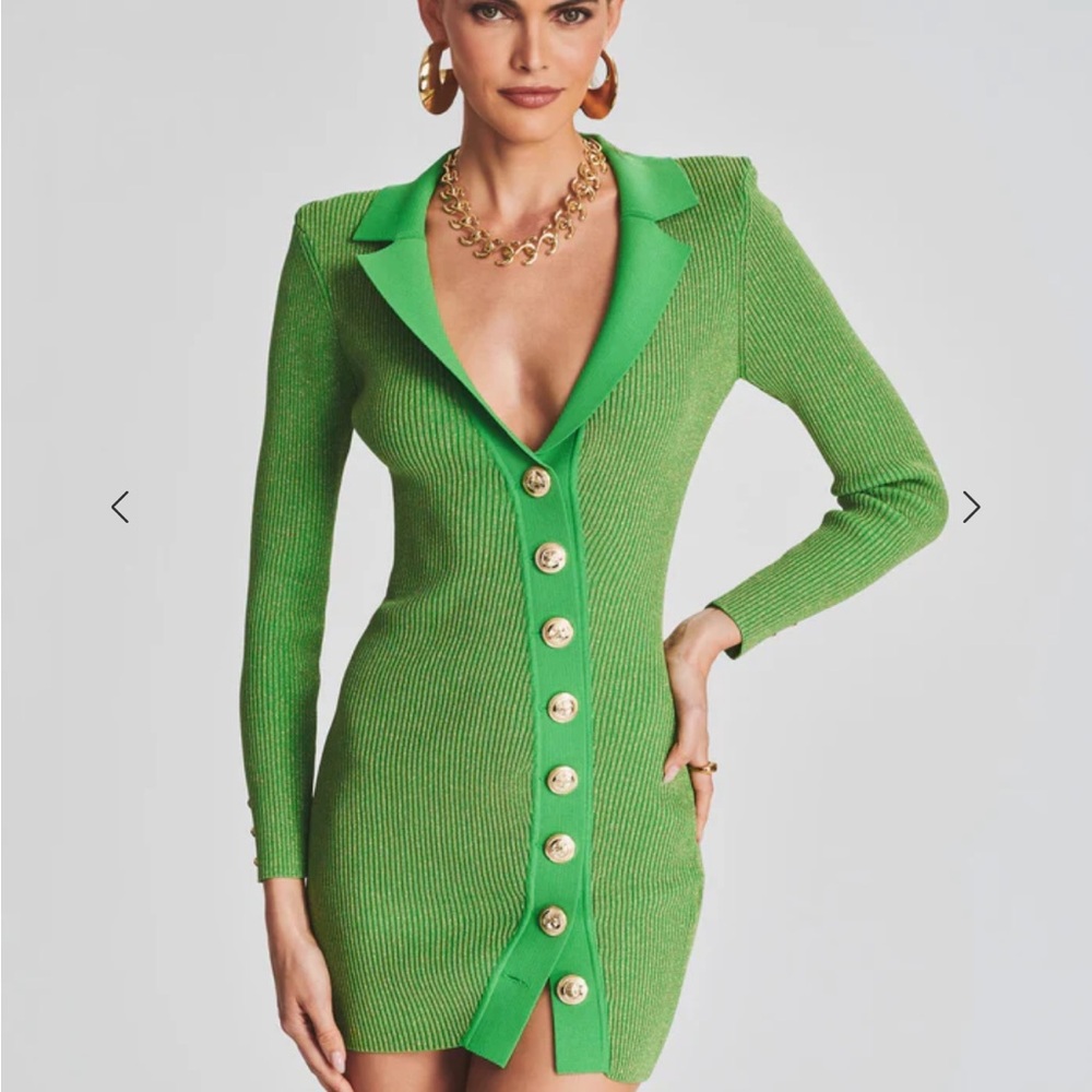 Retrofete Vibrant Green Long Sleeve Dress